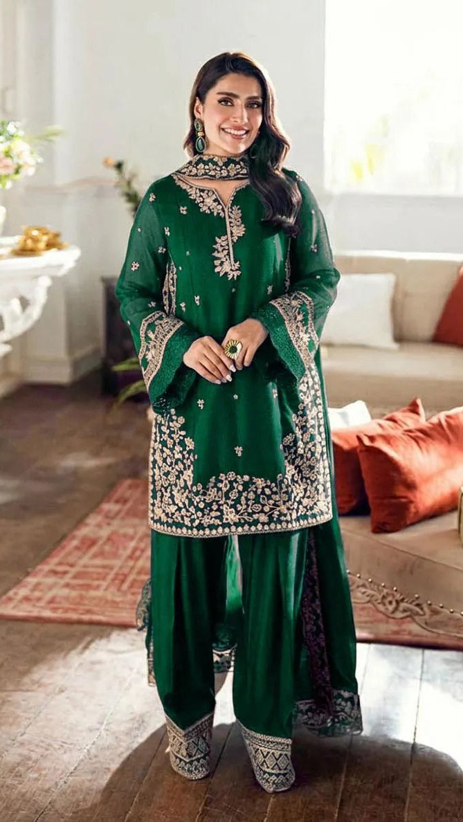 Farshi Embroidered Shirt with Farshi Shalwar & Dupatta 3Pcs