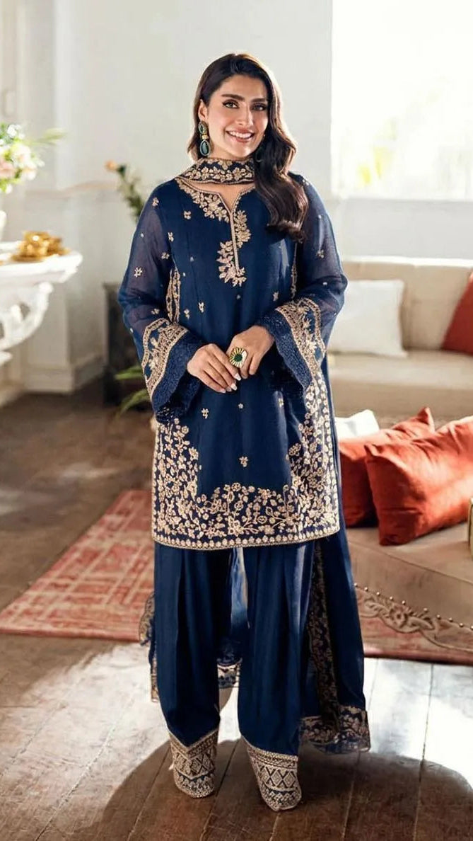 Farshi Embroidered Shirt with Farshi Shalwar & Dupatta 3Pcs