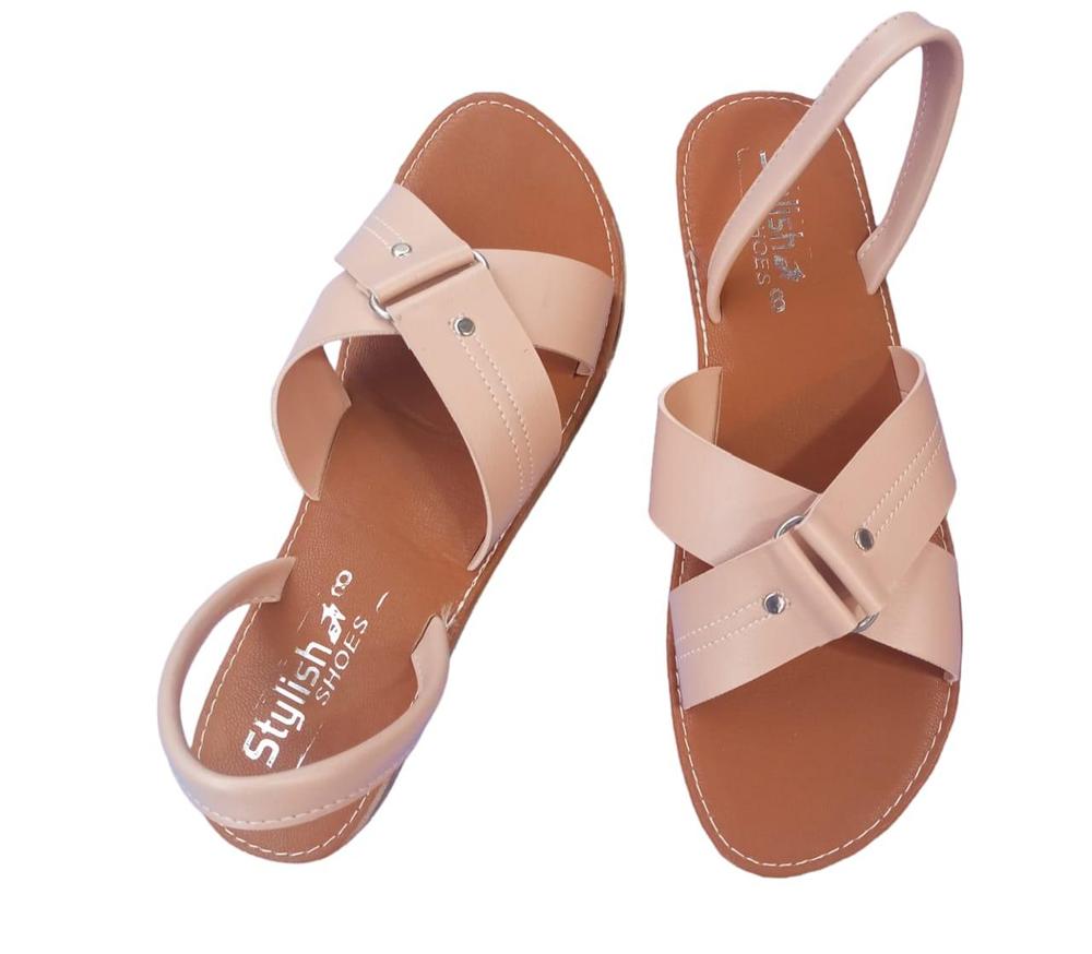 Women's Light Pink PVC Sandals with Metal Straps