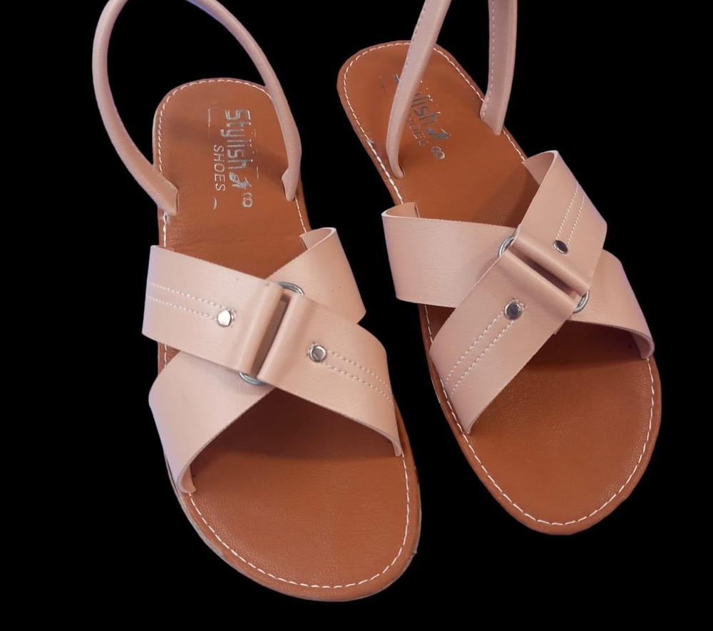 Women's Light Pink PVC Sandals with Metal Straps